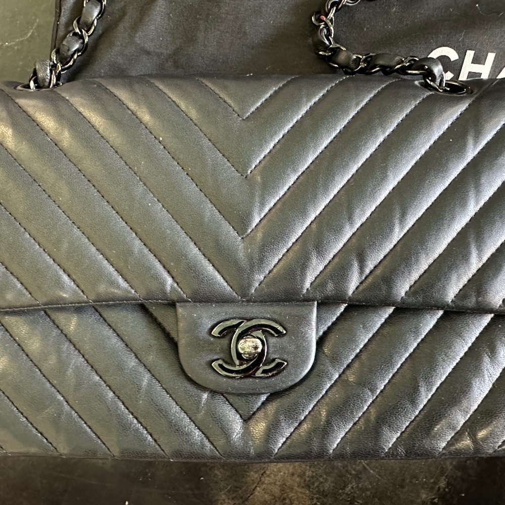 Chanel SO Black Chevron medium flap bag